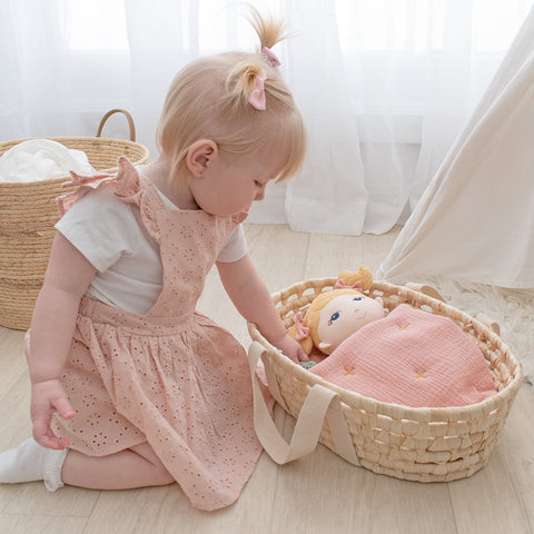 Living Textiles My First Doll Moses Basket and Bedding Set Blush (pre-order October)