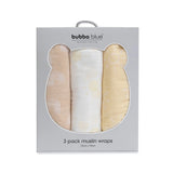 Bubba Blue Nordic 3pk Muslin Wrap - Vanilla/Latte