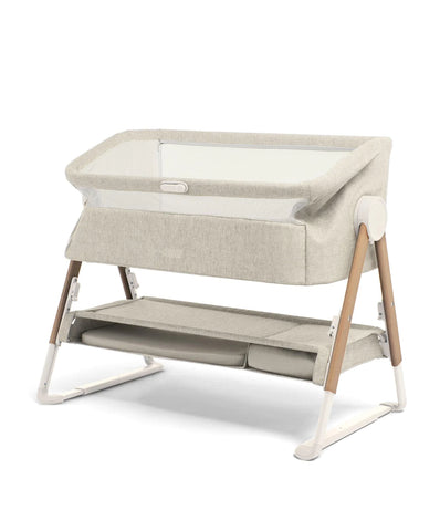 Mamas & Papas Lua Bedside Crib - Beige With Free 2pk Fitted sheets + Mattress Protector